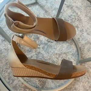 Kelly & Katie Tan and Brown Wedge Sandals